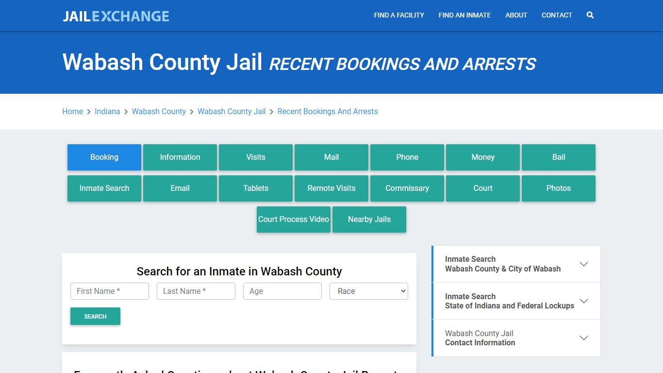 Wabash County Jail Recent Bookings And Arrests - Jail Exchange