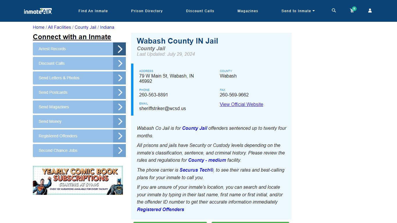 Wabash County IN Jail - Inmate Locator